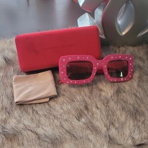 NWOT Carolina Herrera Pink Studded Sunglasses